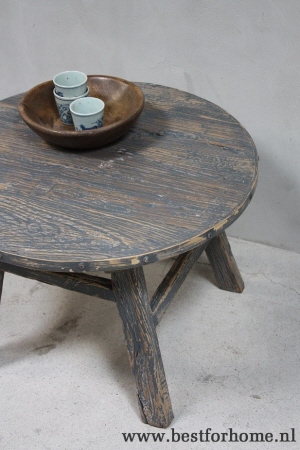 stoere oud houten bijzettafel sobere landelijke tafel rond no 428 2