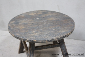 stoere oud houten bijzettafel sobere landelijke tafel rond no 428 5