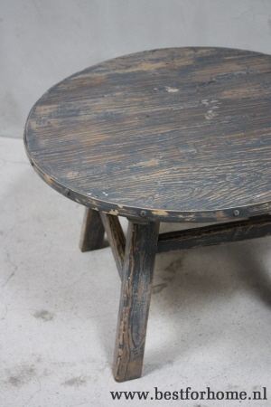 stoere oud houten bijzettafel sobere landelijke tafel rond no 428 6