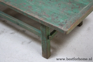 stoere oud houten salontafel verweerd groen puur sober landelijke tafel no 324 7