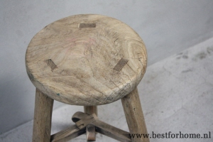 stoere unieke oud houten kruk landelijke stoel no 799 3