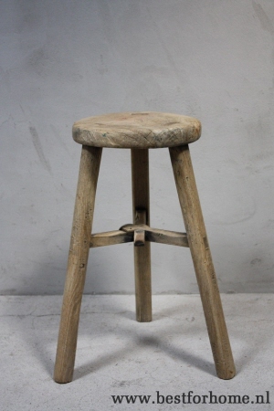 stoere unieke oud houten kruk landelijke stoel no 799 4