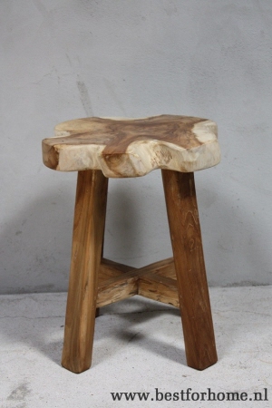 stoere unieke teak wortel houten kruk robuuste stoel no 468 2