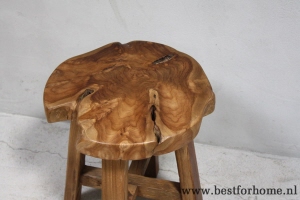unieke robuuste kruk wortelhout landelijke stoel teak no 481 4