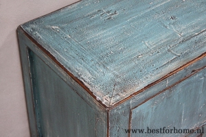 unieke stoere blauwe oud houten kast puur landelijk oosters dressoir no 493 9